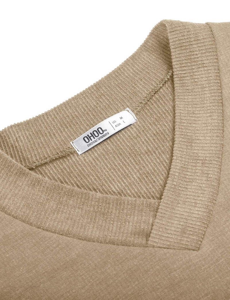Ohoo Mens Slim Fit V Neck Pullover Sweater Lightweight Long Sleeve Casual Business Dress Sweater/DCP115-BEIGE-M - Image 4